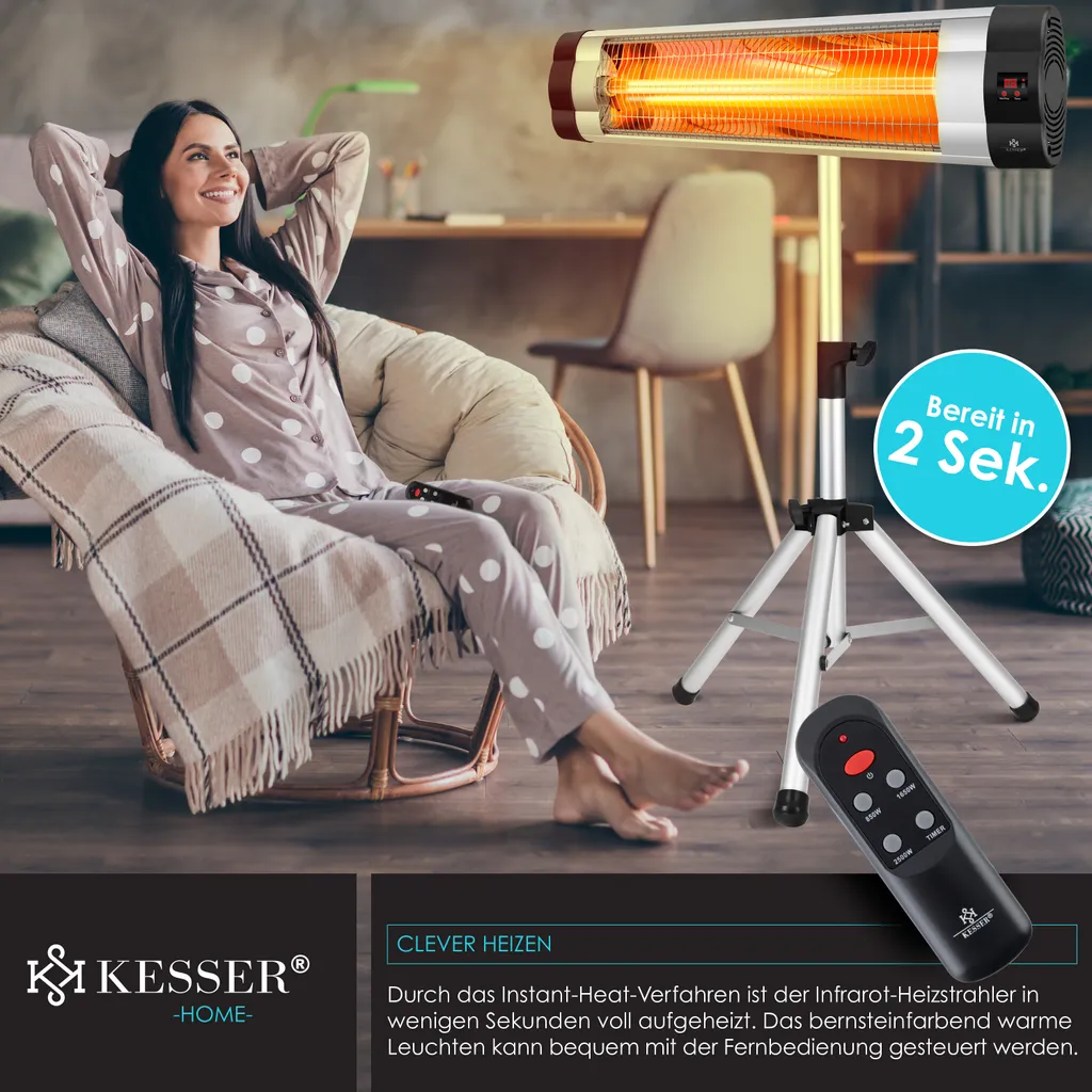 KESSER® Infrarotstrahler Heizstrahler Terrassenstrahler 2500W Mit Fernbedienung Inkl. Schutzhülle Höhenverstellbarem Teleskopstativ Wickeltischstrahler Terrassenheizer Quarzstrahler Infrarot, Leistung:2500W Mit Fernbedienung 7 KESSER® Infrarotstrahler Heizstrahler Terrassenstrahler 2500W Mit Fernbedienung Inkl. Schutzhülle Höhenverstellbarem Teleskopstativ Wickeltischstrahler Terrassenheizer Quarzstrahler Infrarot, Leistung:2500W Mit Fernbedienung – Bild 5