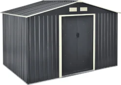 Gartenschuppen 277x191x192cm Aus Metall Gerätehaus Dunkelgrau