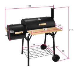Tectake Holzkohlegrill Smoker Mit Thermometer - Schwarz -Günstiges Laube Lust Geschäft 3ede12acc873e691a0642ade9efc363a