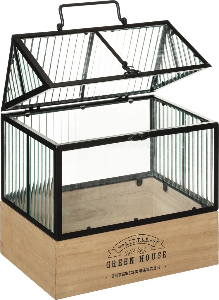 Gewächshaus "House" - Holz Und Glas - Transparent - 26x30 -5 Cm - Atmosphera Créateur D'intérieur 4 Gewächshaus "House" - Holz Und Glas - Transparent - 26x30 -5 Cm - Atmosphera Créateur D'intérieur – Bild 2