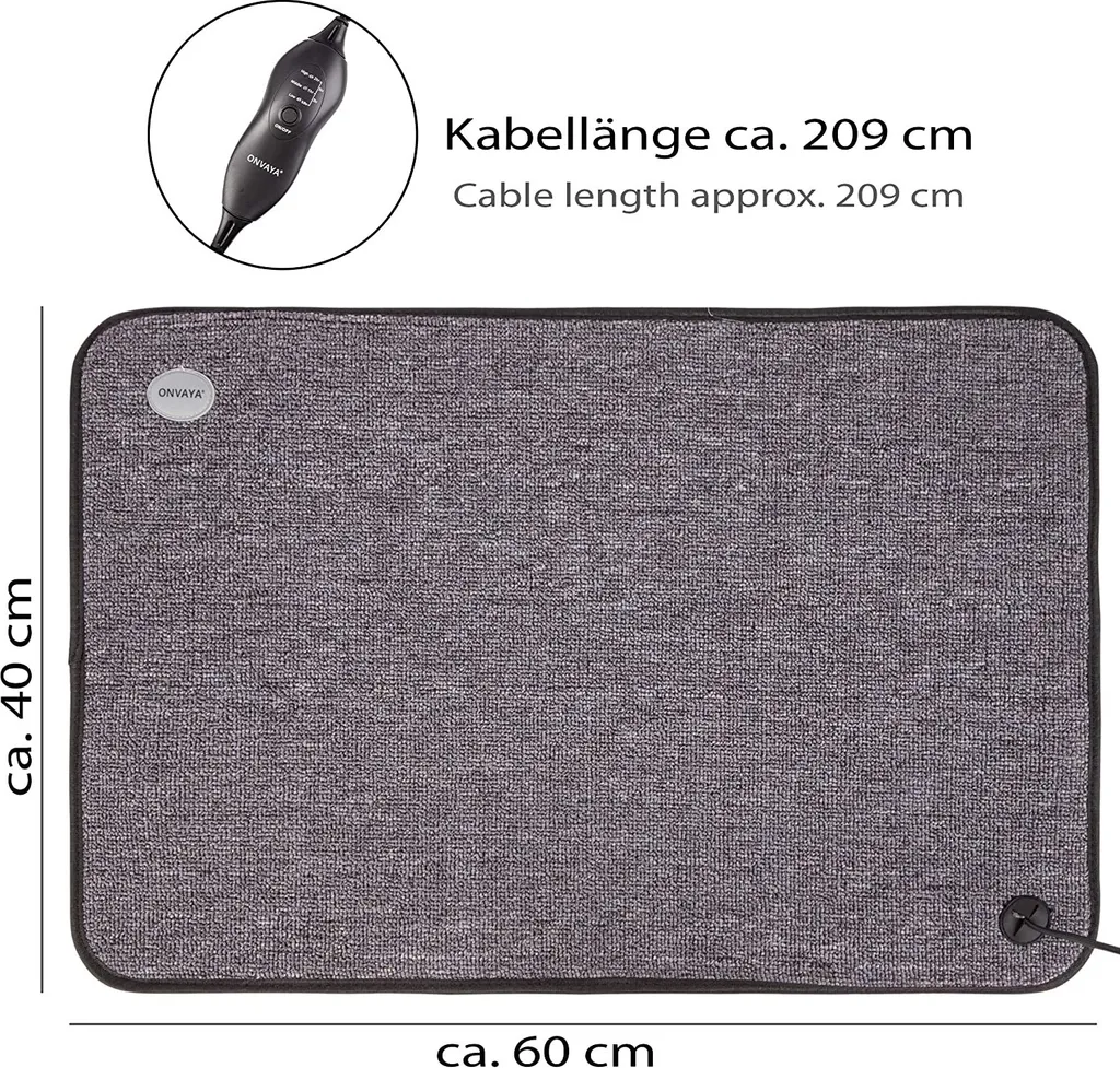ONVAYA® Fuß-Heizmatte | Fußwärmer Elektrisch | Heizteppich Für Den Fußboden | Fußheizung | Teppichheizung | 40 X 60 Cm | 110 Watt | Wasserdicht | 3 Heizstufen 4 ONVAYA® Fuß-Heizmatte | Fußwärmer Elektrisch | Heizteppich Für Den Fußboden | Fußheizung | Teppichheizung | 40 X 60 Cm | 110 Watt | Wasserdicht | 3 Heizstufen – Bild 2