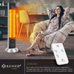 KESSER® Standheizstrahler Infrarot Stand Heizstrahler Inkl. Schutzhülle Wärmestrahler Terrasse Infrarotstrahler Turmheizstrahler 2000 Watt Terrassenstrahler Standheizung Mit Fernbedienung, Farbe:Silber -Günstiges Laube Lust Geschäft 3f83e29bfd12a3ef55e74eaa15680d54