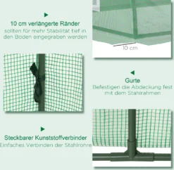 Outsunny Foliengewächshaus Mini Tunnelgewächshaus Mit Mesh Fenster, UV-beständige Frühbeet Für Garten Zur Aufzucht, PE Folie, Grün, 300 X 80 X 45 Cm -Günstiges Laube Lust Geschäft 4054a2d74ae6212d91b5bc3365bb9334