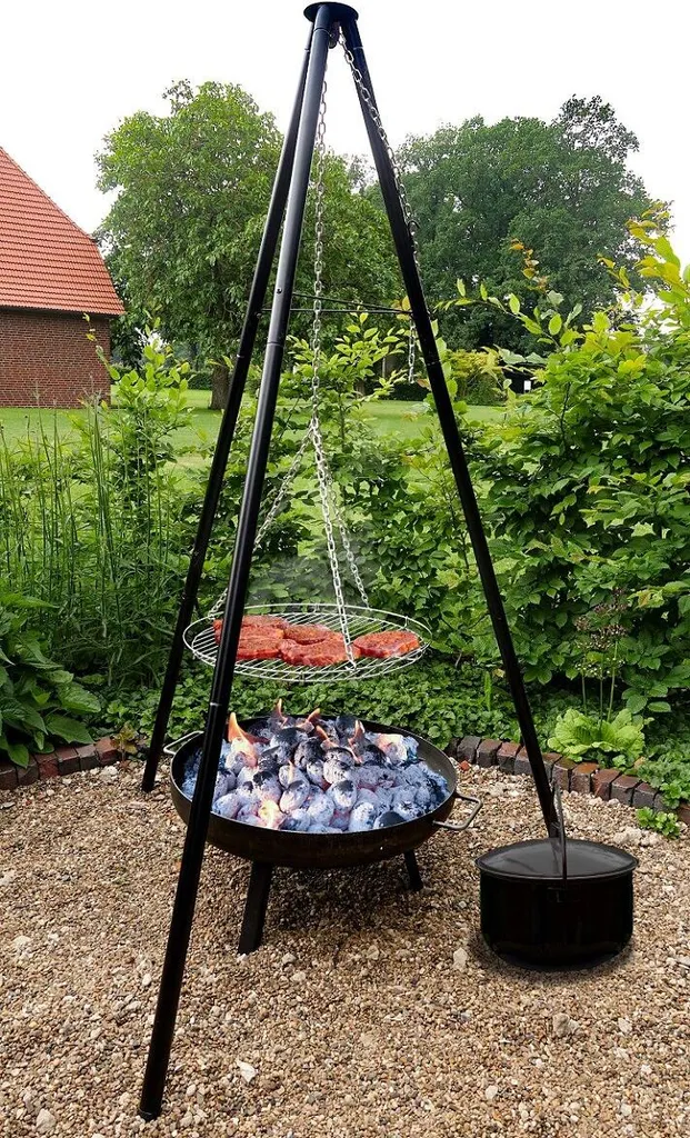 Grill Schwenkgrill Feuerschale Mit Topf Und 2 Flammlachs-Haltern 2341 16 Grill Schwenkgrill Feuerschale Mit Topf Und 2 Flammlachs-Haltern 2341 – Bild 14