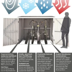 HATTORO Fahrrad-Garage Für 4 Fahrräder Fahrrad-Schuppen Fahrrad-Box Abschließbar Hellgrau -Günstiges Laube Lust Geschäft 4165e230c343a843eb68099cffcb29c7