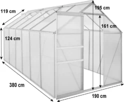 Zelsius Aluminium Gewächshaus SET, 380 X 190 Cm, Inkl. Fundament -Günstiges Laube Lust Geschäft 417b792d722d6cf254ae4faad5375f43