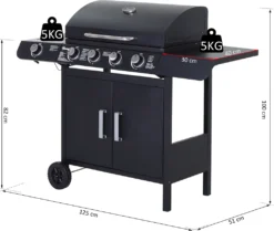 Outsunny Gasgrill BBQ Grillwagen Mit 4 Brennern 1 Seitenbrenner Schrank Multifunktion Metall Schwarz 125 X 51 X 100 Cm 15 Outsunny Gasgrill BBQ Grillwagen Mit 4 Brennern 1 Seitenbrenner Schrank Multifunktion Metall Schwarz 125 X 51 X 100 Cm -Günstiges Laube Lust Geschäft 421465c810ef8117fff9162fc8a3c56d