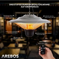 AREBOS Deckenheizstrahler 1.500 W, Inkl. Fernbedienung, Infrarotheizstrahler, Wärmepilz, Silber 15 AREBOS Deckenheizstrahler 1.500 W, Inkl. Fernbedienung, Infrarotheizstrahler, Wärmepilz, Silber -Günstiges Laube Lust Geschäft 4355e7ffa2aee7d7dbbe5715e202d338
