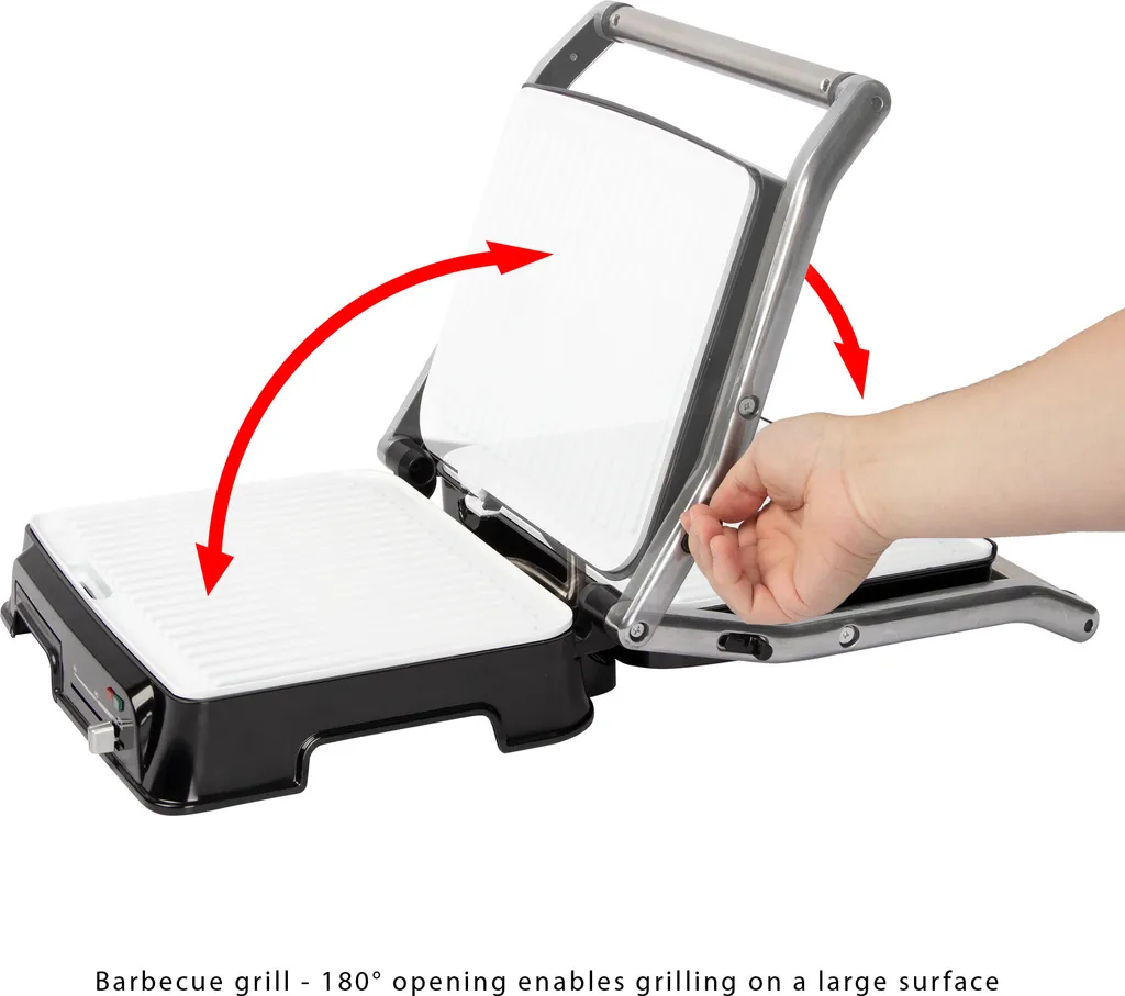 Clatronic KG 3571 Elektrischer Kontaktgrill, Multigrill, Für Beidseitiges & Fettfreies Grillen, Antihaftbeschichtete Platten, Kabelaufwicklung, 2000 Watt, Edelstahl 7 Clatronic KG 3571 Elektrischer Kontaktgrill, Multigrill, Für Beidseitiges & Fettfreies Grillen, Antihaftbeschichtete Platten, Kabelaufwicklung, 2000 Watt, Edelstahl – Bild 5