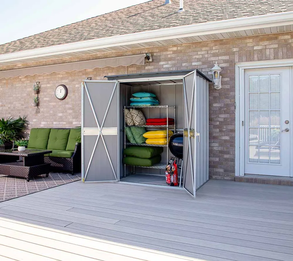 Spacemaker Metall Geräteschrank "5 X 3", Gartenaufbewahrung Lichtgrau 1,4 M² 7 Spacemaker Metall Geräteschrank "5 X 3", Gartenaufbewahrung Lichtgrau 1,4 M² – Bild 5