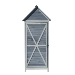 Gartenschrank Grau Aus Holz 77x53x179cm Mit Tür & Satteldach Mit Bitumenisolierung -Günstiges Laube Lust Geschäft 44d68dbbe75faff4c1a147f4f1f08808
