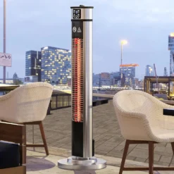 LUCIO | Stand Heizstrahler | Edelstahl | 2000W | 3 Heizstufen | H: 148 Cm | Infrarot Wärmestrahler, Infrarotstrahler