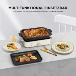 CalmDo Multifunktionspfanne 3 In 1,Elektrogrills, Elektropfanne Elektrische Partypfanne Multipfanne Mit Glasdeckel Und Einstellbare Temperatur, 1400W Leistung -Günstiges Laube Lust Geschäft 45e402b7ed7f3377b47358c9fc2383ac 1