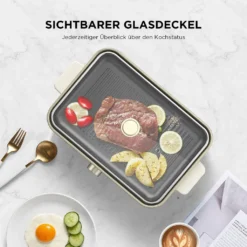 CalmDo Multifunktionspfanne 3 In 1,Elektrogrills, Elektropfanne Elektrische Partypfanne Multipfanne Mit Glasdeckel Und Einstellbare Temperatur, 1400W Leistung -Günstiges Laube Lust Geschäft 47c85421cc9e1da5dac1d8b1ce4b8d65 1