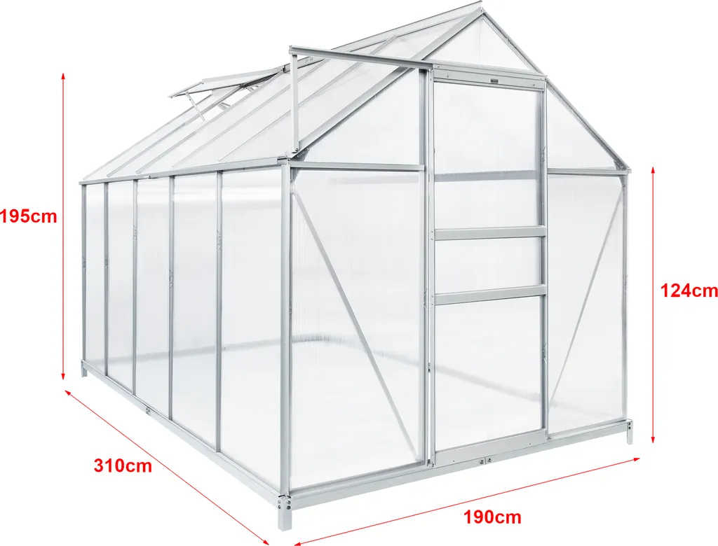 Gewächshaus Oisterwijk Glashaus Mit Fundament 310 X 190 Cm Gartengewächshaus Treibhaus Pavillon Aus Hohlkammerplatten 5 Gewächshaus Oisterwijk Glashaus Mit Fundament 310 X 190 Cm Gartengewächshaus Treibhaus Pavillon Aus Hohlkammerplatten – Bild 3