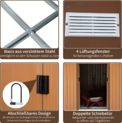 Outsunny Gerätehaus Mit Fundament Geräteschuppen Gartenhaus Garten Schuppen Metall Gelb 277 X 195 X 192 Cm -Günstiges Laube Lust Geschäft 47cbc61c451d04b0a5fc4c9ce1237d7e