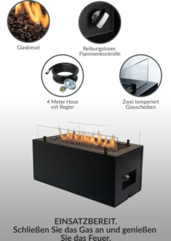 Planika Rio Gas Feuerstelle, Schwarz, Außenkamin, Outdoor, Rechteckig, Mit Glaskieselsteinen - Wetterfest, Terrassenheizung, Gasofen, Für Garten & Patio 14 Planika Rio Gas Feuerstelle, Schwarz, Außenkamin, Outdoor, Rechteckig, Mit Glaskieselsteinen - Wetterfest, Terrassenheizung, Gasofen, Für Garten & Patio -Günstiges Laube Lust Geschäft 47d9f668c360a59e0de6a68e1d98eee7