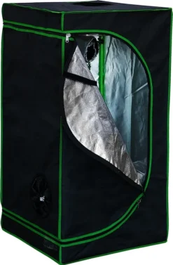 Mucola Gewächshaus Pflanzenzelt Growbox 40x40x160 Cm Schwarz Grün Indoor Pflanzenzelt Zuchtzelt Growroom Zuchtschrank Darkroom Grow Tent Frühbeet Zimmergewächshaus Growschrank