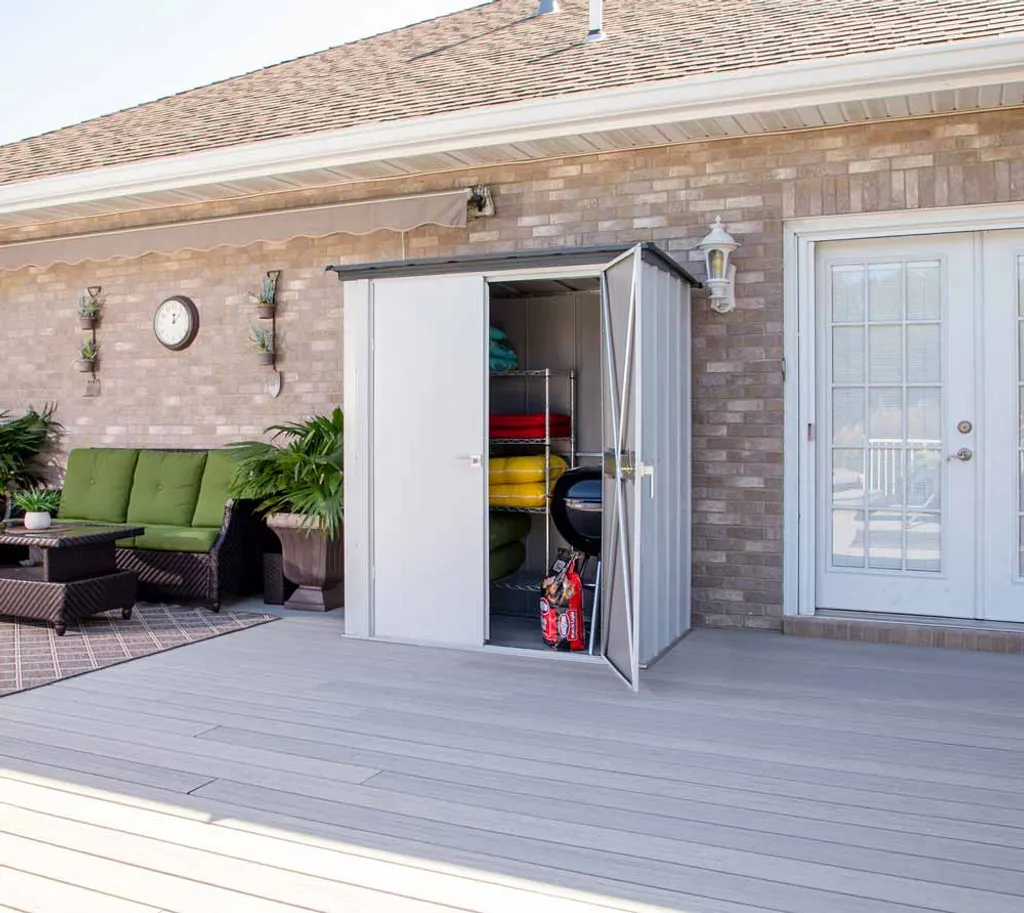 Spacemaker Metall Geräteschrank "5 X 3", Gartenaufbewahrung Lichtgrau 1,4 M² 6 Spacemaker Metall Geräteschrank "5 X 3", Gartenaufbewahrung Lichtgrau 1,4 M² – Bild 4