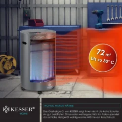 KESSER® Gasheizer Keramik 4200 Watt Gas Heizstrahler Inkl. Gasdruckregler Gasschlauch - Gasheizofen Inkl. Schutzhülle Gasheizgerät, Infrarot Keramikbrenner, Butan- Oder Propangasflaschen Bis 15 Kg, Farbe:Grau -Günstiges Laube Lust Geschäft 497aa4da301761d2043da31311993bde