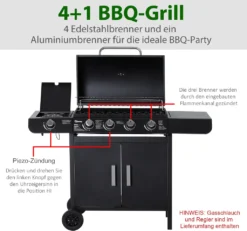 Outsunny Gasgrill BBQ Grillwagen Mit 4 Brennern 1 Seitenbrenner Schrank Multifunktion Metall Schwarz 125 X 51 X 100 Cm 16 Outsunny Gasgrill BBQ Grillwagen Mit 4 Brennern 1 Seitenbrenner Schrank Multifunktion Metall Schwarz 125 X 51 X 100 Cm -Günstiges Laube Lust Geschäft 49b6d1ac9aa0795500d7d96a77062d95
