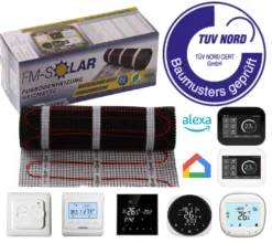 1m² Elektrische Fußbodenheizung 150W/m² Elektro Bodenheizung TWiIN Fliese , Thermostat:Analoger