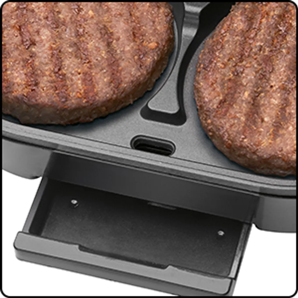 Clatronic HBM 3696 Hamburger-Grill, 2 Große Grillflächen, 2 Kontrollleuchten, Herausnehmbarer Fettauffangbehälter, 1.000 Watt 12 Clatronic HBM 3696 Hamburger-Grill, 2 Große Grillflächen, 2 Kontrollleuchten, Herausnehmbarer Fettauffangbehälter, 1.000 Watt – Bild 10