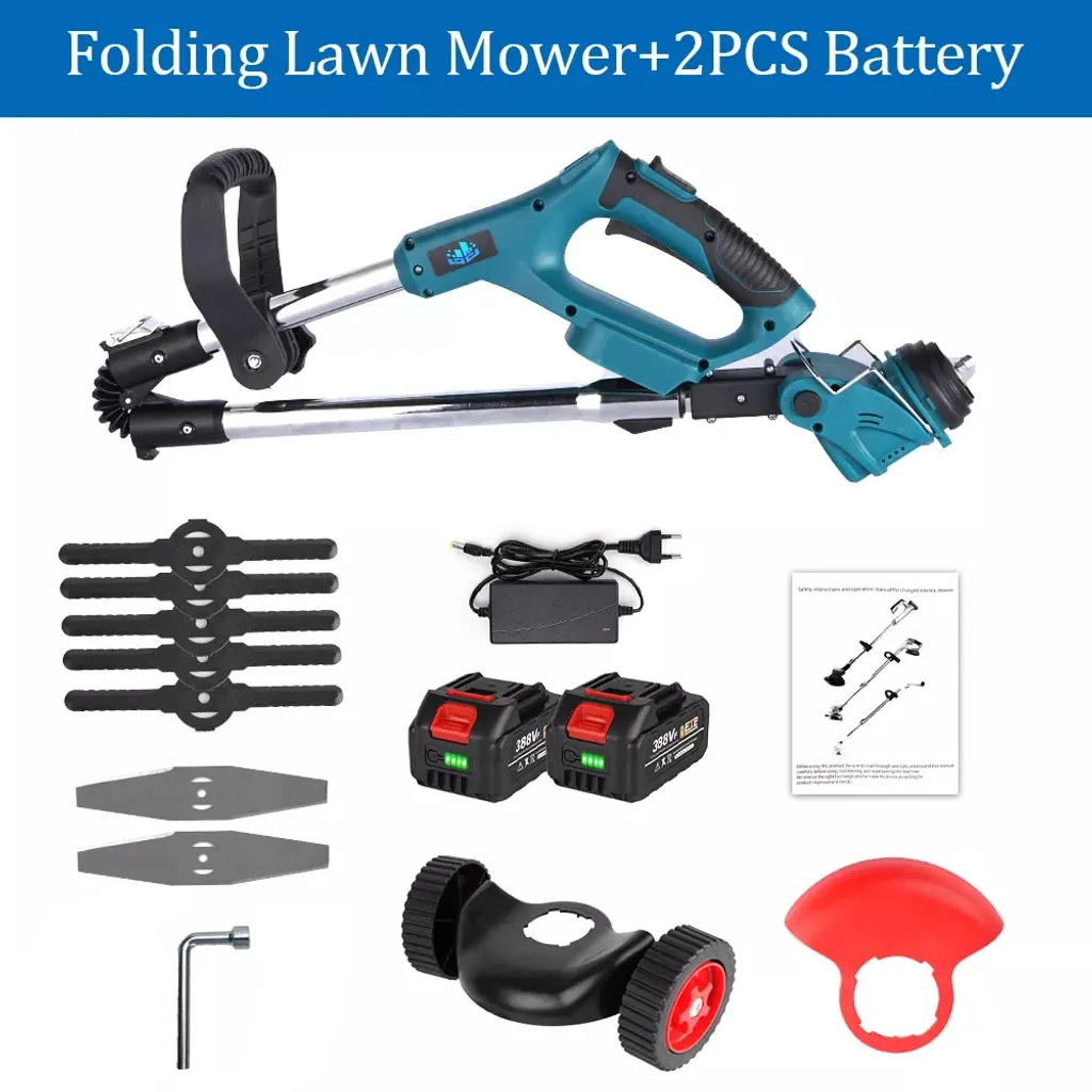 1500W Elektrorasenmäher Akku Rasenmäher Mit Rolle Und 2 Batterien 4 1500W Elektrorasenmäher Akku Rasenmäher Mit Rolle Und 2 Batterien – Bild 2