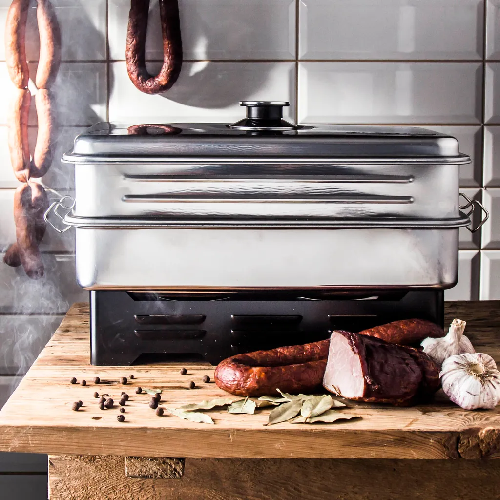 Tischräucherofen Edelstahl Räucherofen Smoker Mit Thermometer X2 Brenner BROWIN 4 Tischräucherofen Edelstahl Räucherofen Smoker Mit Thermometer X2 Brenner BROWIN – Bild 2