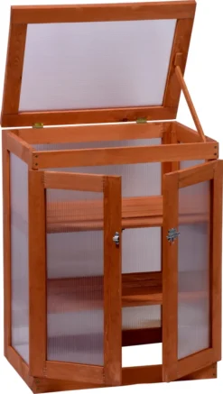 Dobar Mini-Gewächshaus Mit Polycarbonat, Balkon Und Indoor-Treibhaus, Holz, 58 X 43 X 76 Cm, Braun -Günstiges Laube Lust Geschäft 4da1907fca8e571dc2d7757d85d24d6e
