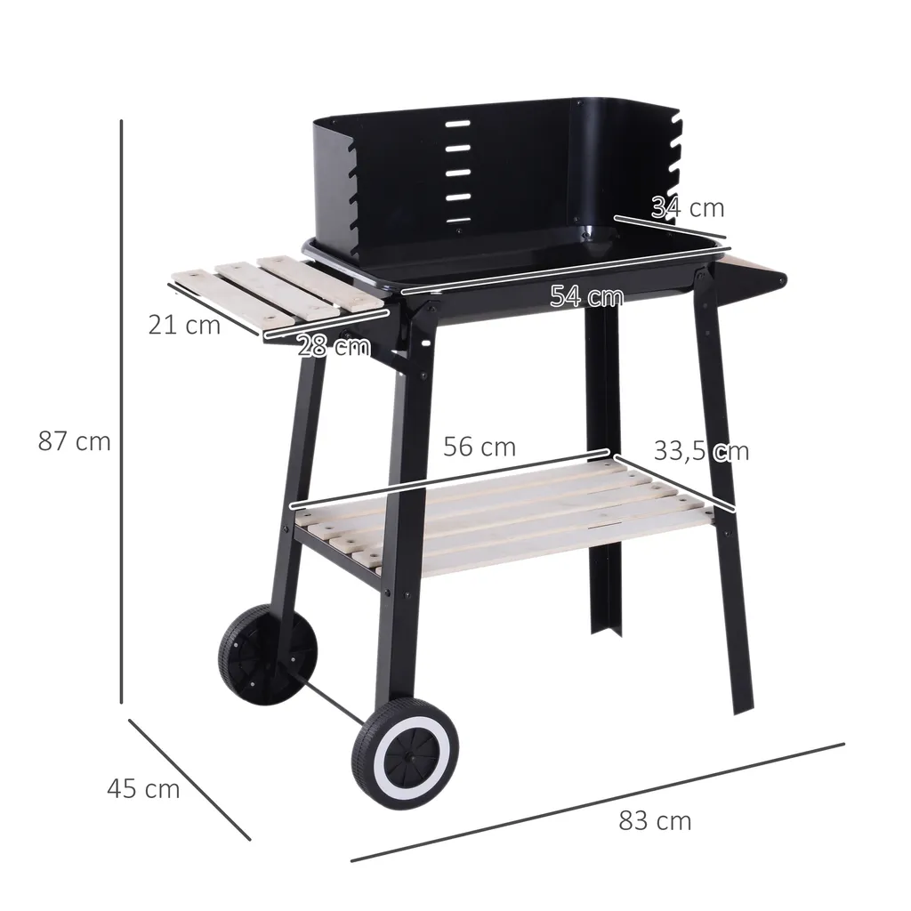 Outsunny Grillwagen Grillstation Standgrill Mit Windschutz 2 X Ablagefach Höhenverstellbar Grillrost Metall Schwarz 83 X 45 X 87 Cm 3 Outsunny Grillwagen Grillstation Standgrill Mit Windschutz 2 X Ablagefach Höhenverstellbar Grillrost Metall Schwarz 83 X 45 X 87 Cm
