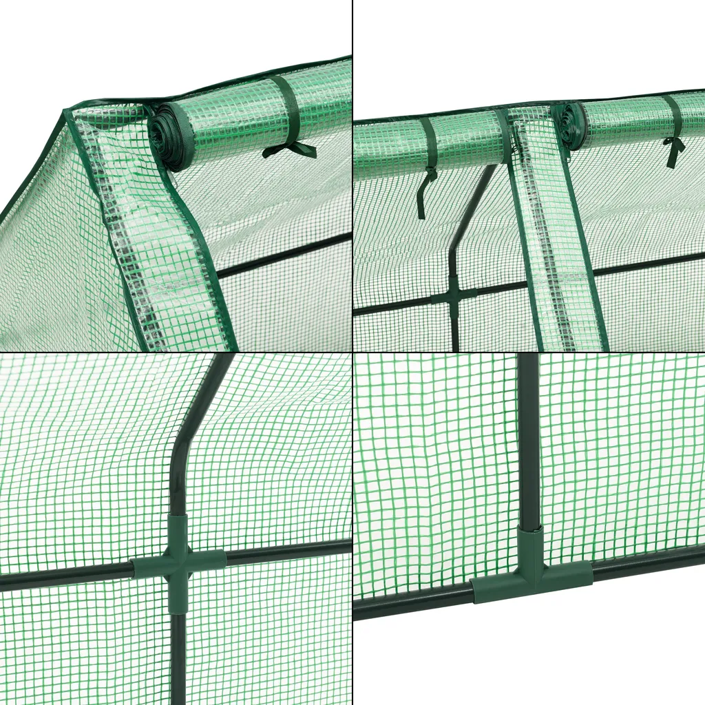 Mini Gewächshaus Höflein 240x90x90cm Foliengewächshaus Für Draußen Treibhaus Mit Reißverschluss Und 3 Fenstern Gitternetzfolie Grün 8 Mini Gewächshaus Höflein 240x90x90cm Foliengewächshaus Für Draußen Treibhaus Mit Reißverschluss Und 3 Fenstern Gitternetzfolie Grün – Bild 6