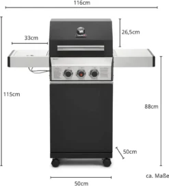 TAINO BLACK 2+1 Gasgrill-Set Haube Regler Gasgrill Mit Seitenbrenner Gusseisen-Rost Gasgrill 2 Brenner Standgrill Matt Schwarz -Günstiges Laube Lust Geschäft 4ecc6a0d11d6694407c57b89c8e14f52