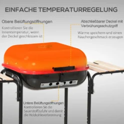 Outsunny Kohlegrill Grillwagen Grillstation Standgrill Mit Windschutz 3 X Ablagefach Metall Rot 98 X 49 X 81 Cm -Günstiges Laube Lust Geschäft 4ef212cc27b02387c019279aa3224321