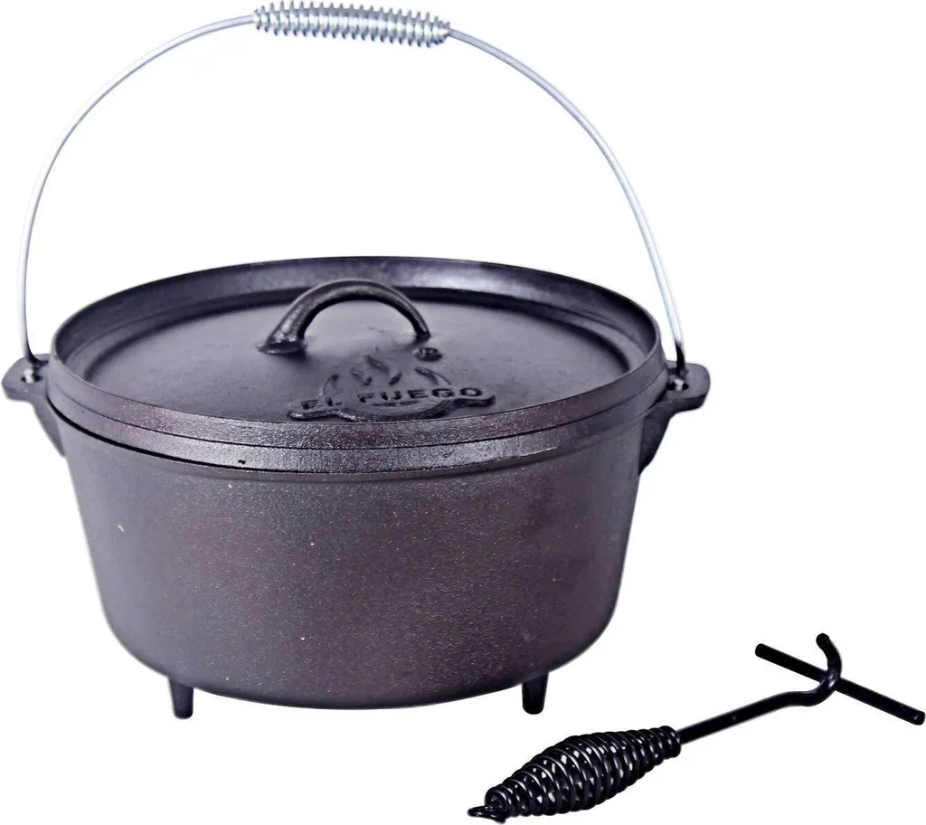El Fuego Dutch Oven Schwarz Kasan Gusseisen Mit Deckelheber 8,46 Liter (AY463) 4 El Fuego Dutch Oven Schwarz Kasan Gusseisen Mit Deckelheber 8,46 Liter (AY463) – Bild 2