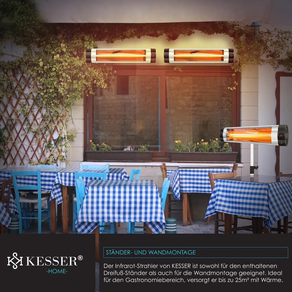 KESSER® Infrarotstrahler Heizstrahler Terrassenstrahler 2500W Mit Fernbedienung Inkl. Schutzhülle Höhenverstellbarem Teleskopstativ Wickeltischstrahler Terrassenheizer Quarzstrahler Infrarot, Leistung:2500W Mit Fernbedienung 9 KESSER® Infrarotstrahler Heizstrahler Terrassenstrahler 2500W Mit Fernbedienung Inkl. Schutzhülle Höhenverstellbarem Teleskopstativ Wickeltischstrahler Terrassenheizer Quarzstrahler Infrarot, Leistung:2500W Mit Fernbedienung – Bild 7