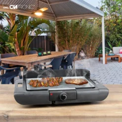 Clatronic BQS 3508 Barbecue-Standgrill, Verchromter Grillrost, Windschutz, Zwischenablage, Cool Touch-Gehäuse, Schwarz, 2000 Watt -Günstiges Laube Lust Geschäft 5194b7bfddad12b6715f57b14a79c589
