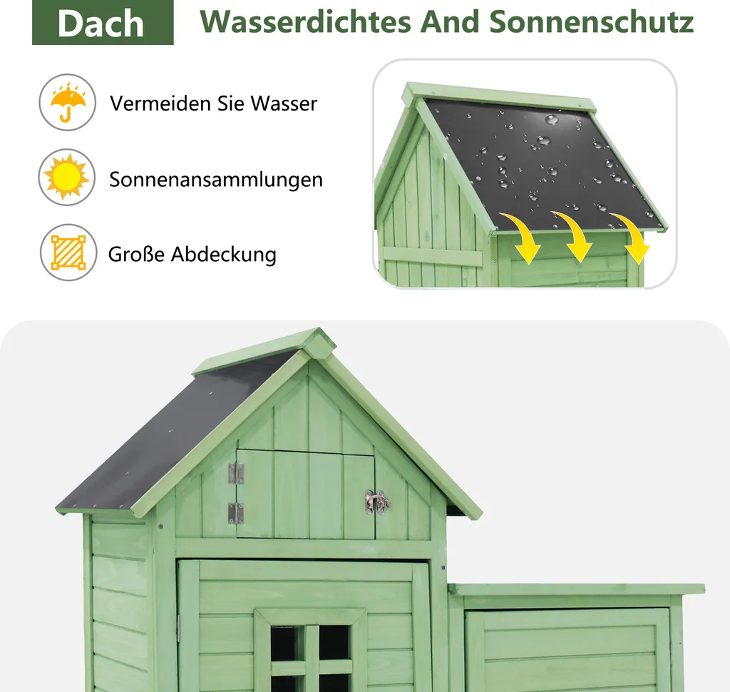 Merax Gerätehaus Gartenschrank 119x55 Cm Gerätehaus Holz Geräteschuppen Mit Spitzdach, Grün 5 Merax Gerätehaus Gartenschrank 119x55 Cm Gerätehaus Holz Geräteschuppen Mit Spitzdach, Grün – Bild 3