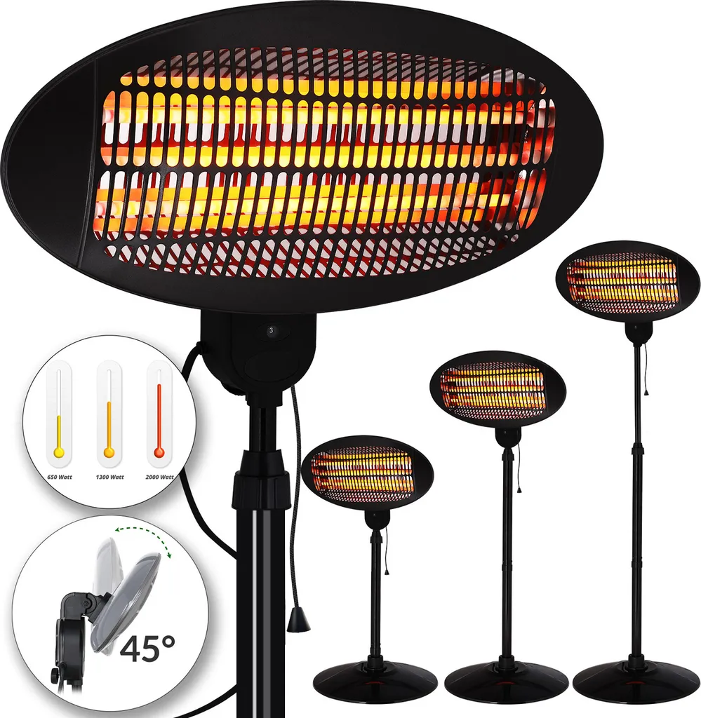 Monzana Heizstrahler Wärmestrahler Terrassenheizer 3 Heizstufen 2000 Watt Stabiler Metallfuß Umkippsicherung 11 Monzana Heizstrahler Wärmestrahler Terrassenheizer 3 Heizstufen 2000 Watt Stabiler Metallfuß Umkippsicherung – Bild 9