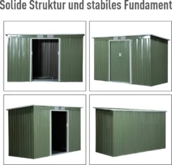 Outsunny Gerätehaus, Gartenhaus, Geräteschuppen Mit Schiebetür, Lüftungsfenster, Pultdach, Outdoor, Stahl, Hellgrün, 277 X 130 X 173 Cm -Günstiges Laube Lust Geschäft 526140689ea9790951777aa2cc85f89e