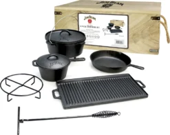 Jim Beam Pfannen-Schmortopf-Set Gusseisernes Koch-Set Dutch Oven Set 9-teilig. In Holztruhe -Günstiges Laube Lust Geschäft 526aee8857115b59b5d2c444ea479f60