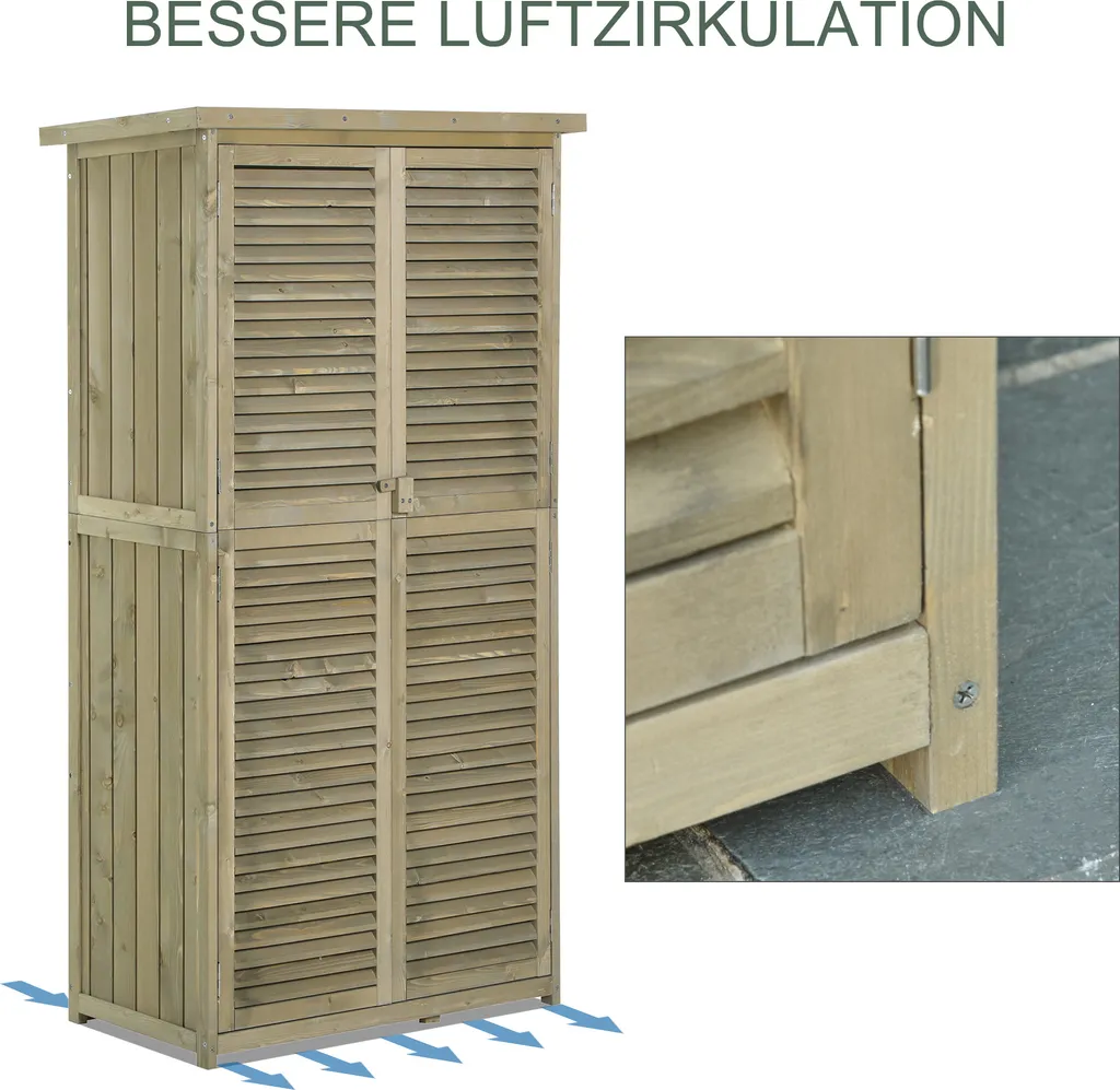 Outsunny Geräteschuppen Gerätehaus Geräteschrank Schuppen Garten 4 Fächer Grau 87 X 46,5 X 160cm 9 Outsunny Geräteschuppen Gerätehaus Geräteschrank Schuppen Garten 4 Fächer Grau 87 X 46,5 X 160cm – Bild 7