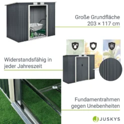 Juskys Metall Gerätehaus M Mit Pultdach, Schiebetür & Fundament - 4m³ - 213×130×173 Cm - Anthrazit - Geräteschuppen Gartenhaus Garten Schuppen 17 Juskys Metall Gerätehaus M Mit Pultdach, Schiebetür & Fundament - 4m³ - 213×130×173 Cm - Anthrazit - Geräteschuppen Gartenhaus Garten Schuppen -Günstiges Laube Lust Geschäft 52a0ae4357468c38cfc9d19421656b4a