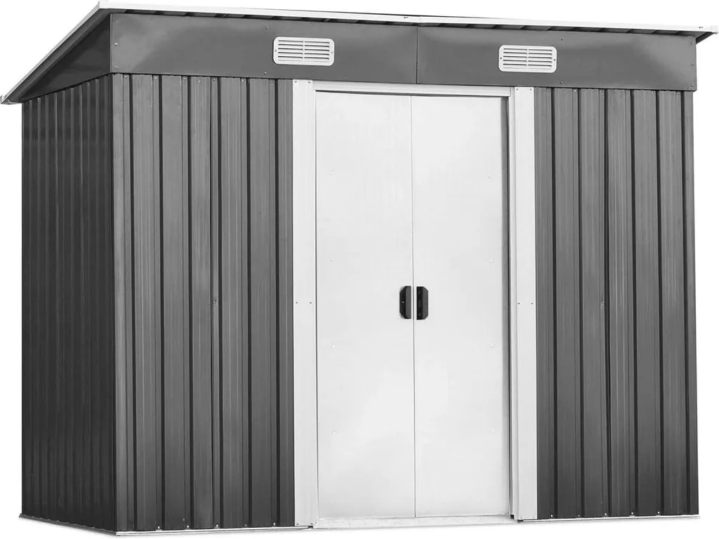 COSTWAY Gerätehaus Metall Gartenhaus 5m³ 238x131x181cm Mit 2 Schiebetüren Gartenhaus Geräteschuppen Für Outdoor & Garten 3 COSTWAY Gerätehaus Metall Gartenhaus 5m³ 238x131x181cm Mit 2 Schiebetüren Gartenhaus Geräteschuppen Für Outdoor & Garten