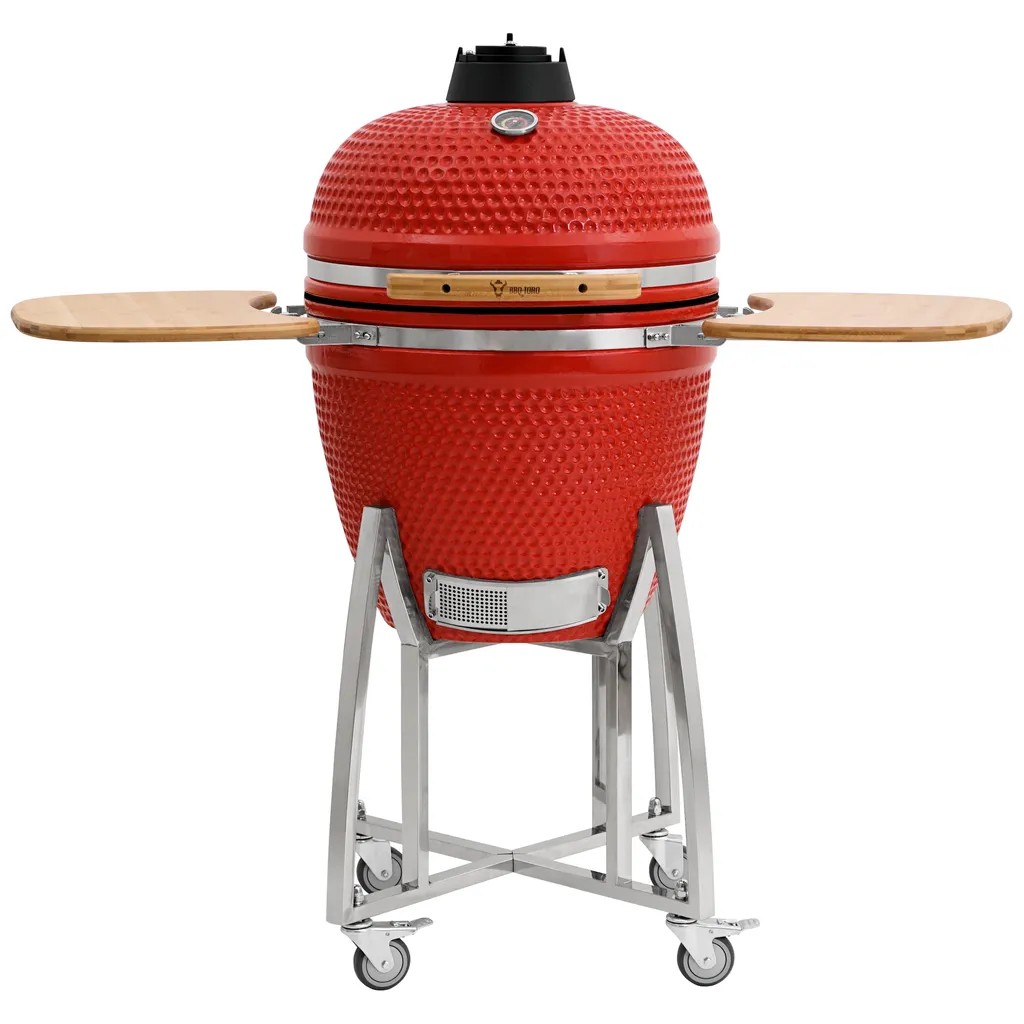 BBQ-Toro Kamado Grill Holzkohlegrill Ø 46 Cm "KURO" Mit Bambusablage, Thermometer, Rot 3 BBQ-Toro Kamado Grill Holzkohlegrill Ø 46 Cm "KURO" Mit Bambusablage, Thermometer, Rot