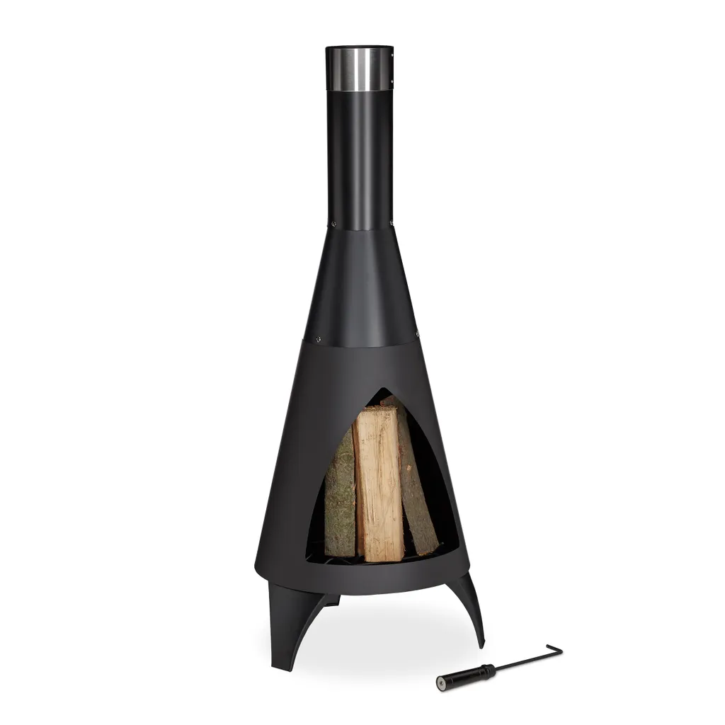 Relaxdays Terrassenofen Mit Schürhaken Schwarz 3 Relaxdays Terrassenofen Mit Schürhaken Schwarz