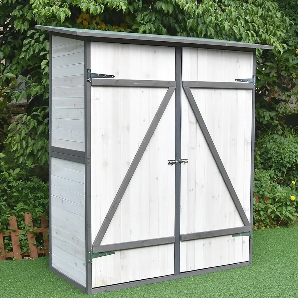 Mucola Gartenhaus Gartenschrank Gerätehaus XXL Geräteschuppen Weiß/Grau Holz 3 Mucola Gartenhaus Gartenschrank Gerätehaus XXL Geräteschuppen Weiß/Grau Holz