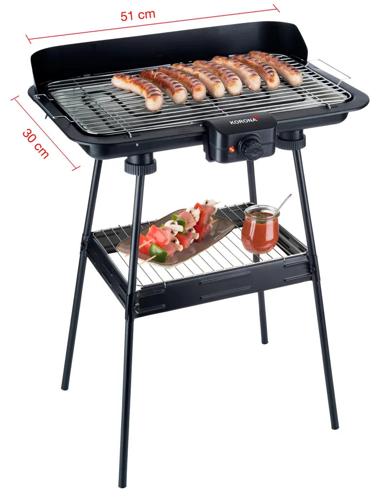 Korona BBQ Stand Grill XXL Kochstation Elektro Schwarz 2200 W 3 Korona BBQ Stand Grill XXL Kochstation Elektro Schwarz 2200 W