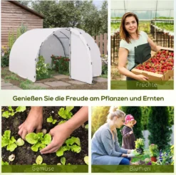 Outsunny Foliengewächshaus Begehbares Gewächshaus 287 X 292 X 195 Cm Gartentunnel Folientunnel Tunnelgewächshaus Treibhaus Garten Metall Weiß -Günstiges Laube Lust Geschäft 576f2814d63e75b5e2931d1e17cdd15d