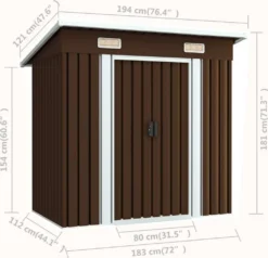 VidaXL Geräteschuppen Braun 194x121x181 Cm Stahl -Günstiges Laube Lust Geschäft 581b24a0d521d400d5d84b88a63549df